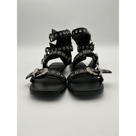 Jeffrey Campbell 'Eclecta' Black Leather Sandal Size 7 - Picture 4 of 6